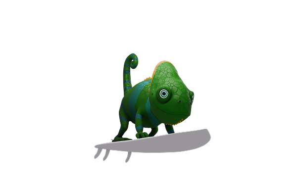 Gekko på surfbräda